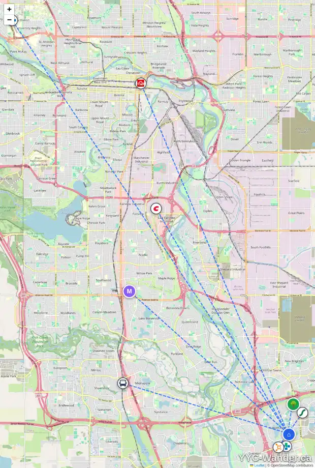 Daily accessibility map for 184 AUBURN SPRINGS CL SE, Calgary showing nearby schools, grocery stores, parks, LRT stations and nearby amenities