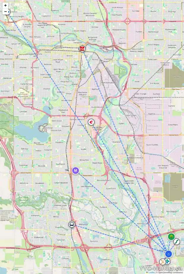 Daily accessibility map for 196 AUBURN SPRINGS CL SE, Calgary showing nearby schools, grocery stores, parks, LRT stations and nearby amenities