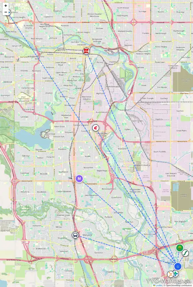 Daily accessibility map for 131 AUBURN SPRINGS CL SE, Calgary showing nearby schools, grocery stores, parks, LRT stations and nearby amenities