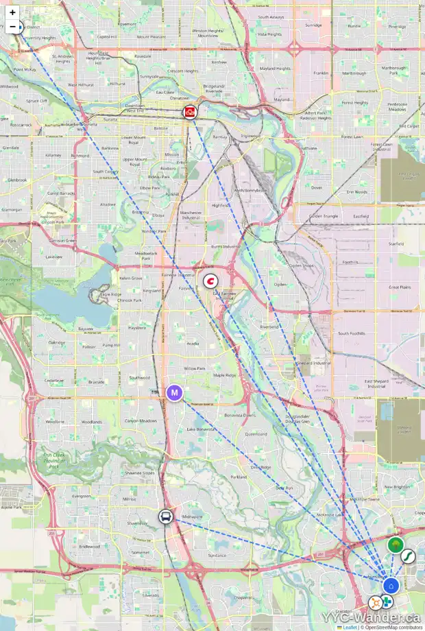 Daily accessibility map for 135 AUBURN SPRINGS CL SE, Calgary showing nearby schools, grocery stores, parks, LRT stations and nearby amenities