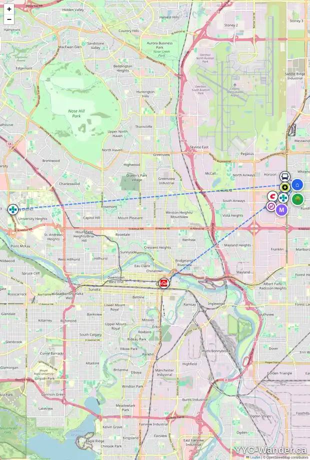 Daily accessibility map for 151 WHITLOCK PL NE, Calgary showing nearby schools, grocery stores, parks, LRT stations and nearby amenities