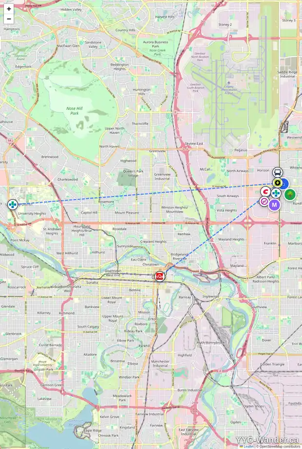 Daily accessibility map for 22 WHITMAN CL NE, Calgary showing nearby schools, grocery stores, parks, LRT stations and nearby amenities