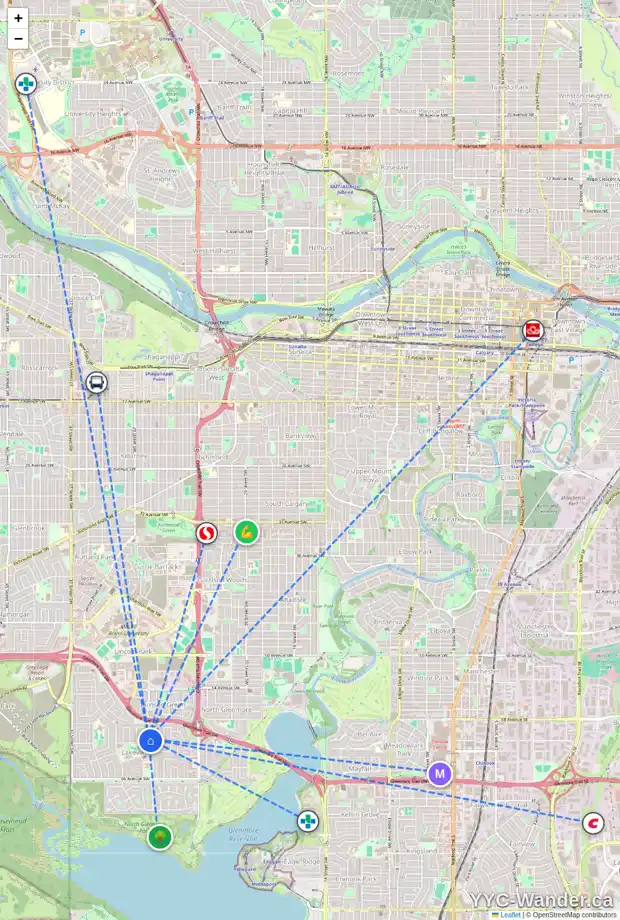 Daily accessibility map for 2968 LATHOM CR SW, Calgary showing nearby schools, grocery stores, parks, LRT stations and nearby amenities