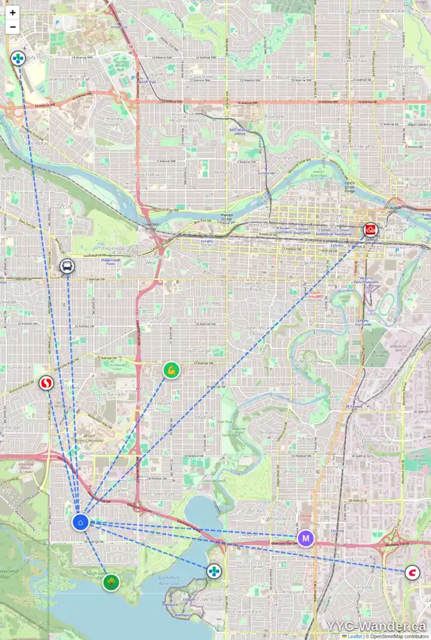 Daily accessibility map for 6219 LAKEVIEW DR SW, Calgary showing nearby schools, grocery stores, parks, LRT stations and nearby amenities