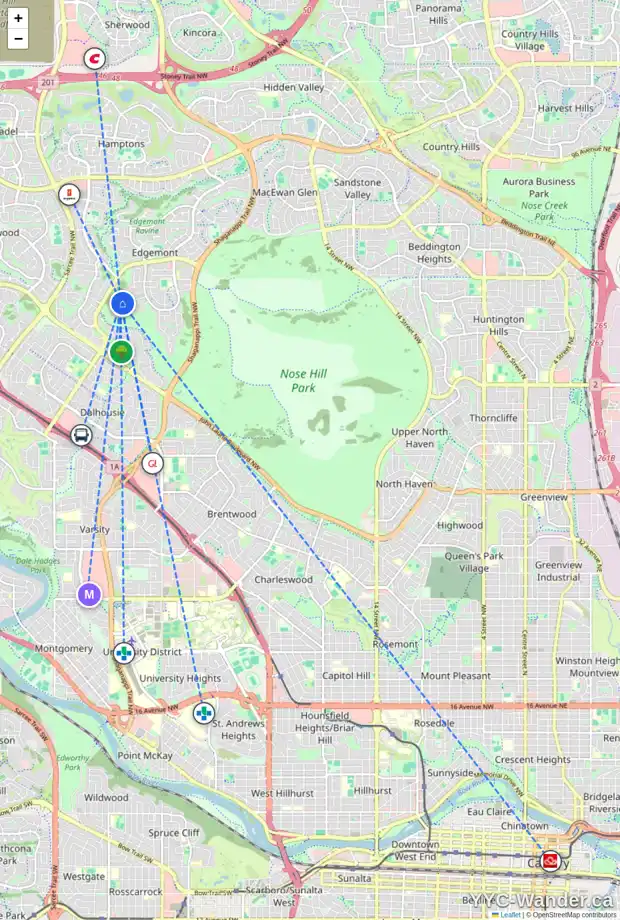 Daily accessibility map for 80 EDENSTONE WY NW, Calgary showing nearby schools, grocery stores, parks, LRT stations and nearby amenities