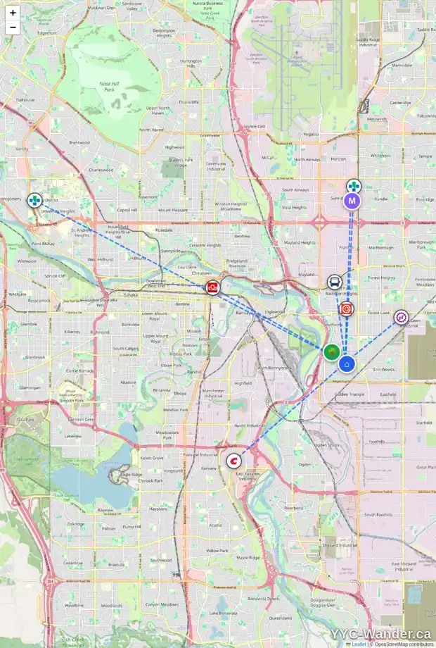 Daily accessibility map for 44 DOVERTHORN PL SE, Calgary showing nearby schools, grocery stores, parks, LRT stations and nearby amenities