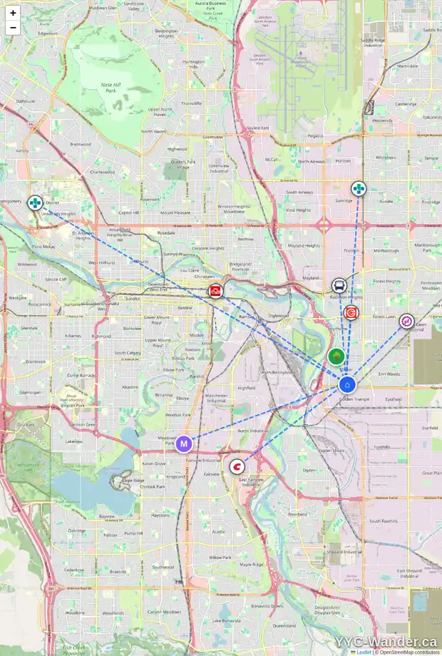 Daily accessibility map for 4375 DOVERCREST DR SE, Calgary showing nearby schools, grocery stores, parks, LRT stations and nearby amenities