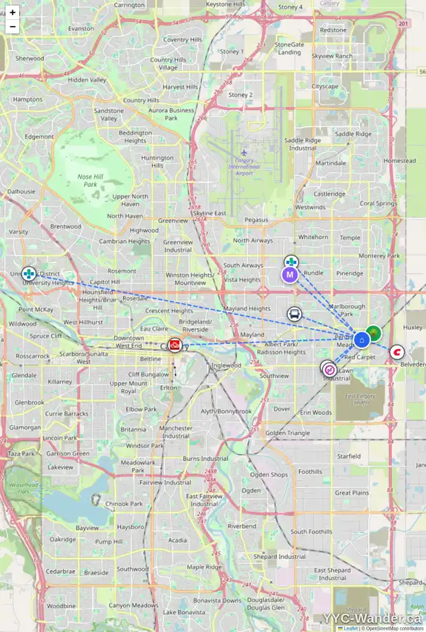 Daily accessibility map for 263 PENBROOKE WY SE, Calgary showing nearby schools, grocery stores, parks, LRT stations and nearby amenities
