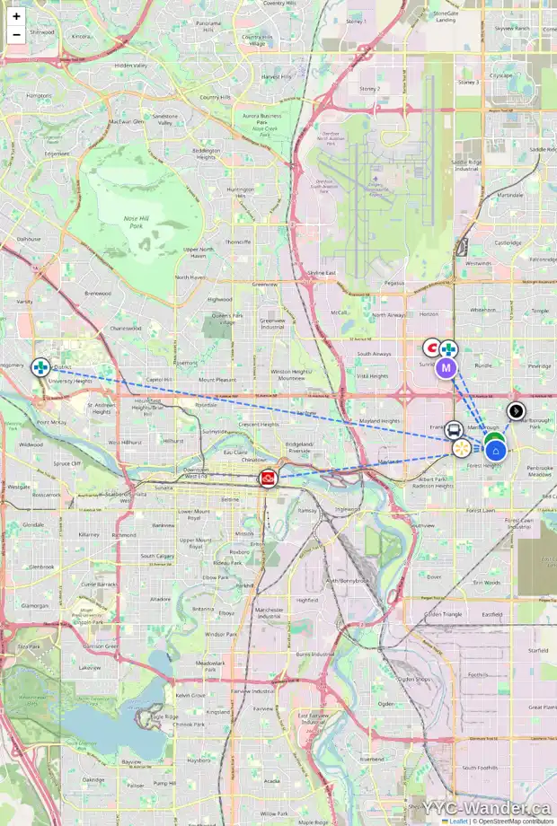 Daily accessibility map for 4711 MARBURY PL NE, Calgary showing nearby schools, grocery stores, parks, LRT stations and nearby amenities