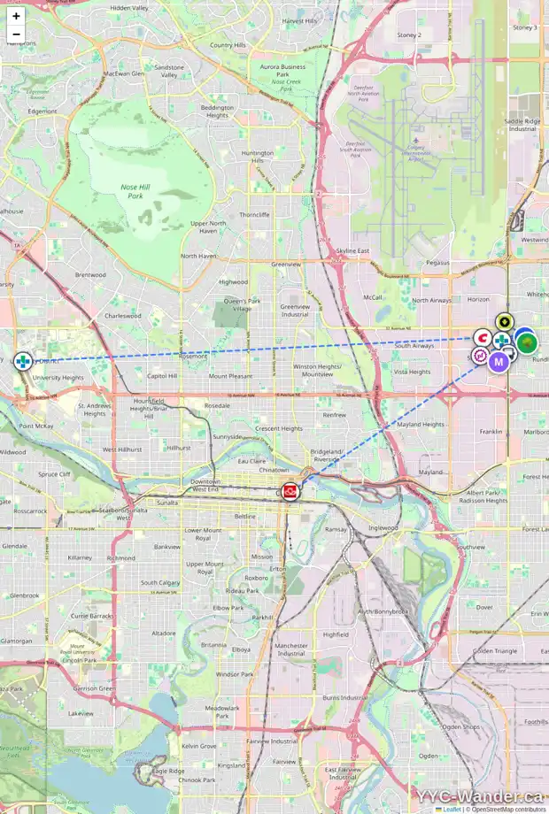 Daily accessibility map for 3008 RUNDLELAWN RD NE, Calgary showing nearby schools, grocery stores, parks, LRT stations and nearby amenities