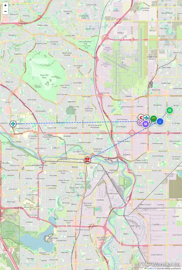 Daily accessibility map for 436 RUNDLEHILL WY NE, Calgary showing nearby schools, grocery stores, parks, LRT stations and nearby amenities