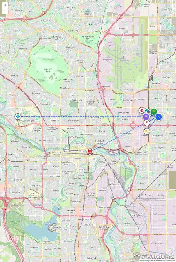 Daily accessibility map for 4796 RUNDLEWOOD DR NE, Calgary showing nearby schools, grocery stores, parks, LRT stations and nearby amenities