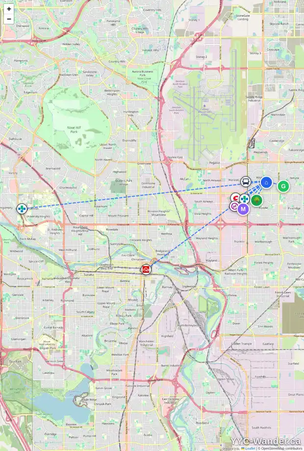 Daily accessibility map for 204 WHITEHORN CR NE, Calgary showing nearby schools, grocery stores, parks, LRT stations and nearby amenities