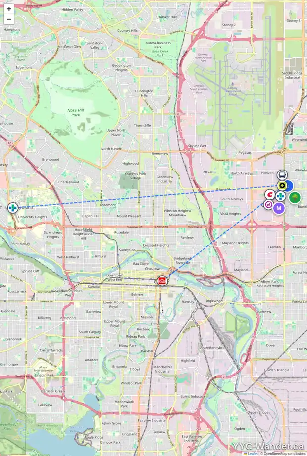 Daily accessibility map for 39 WHITMAN CR NE, Calgary showing nearby schools, grocery stores, parks, LRT stations and nearby amenities