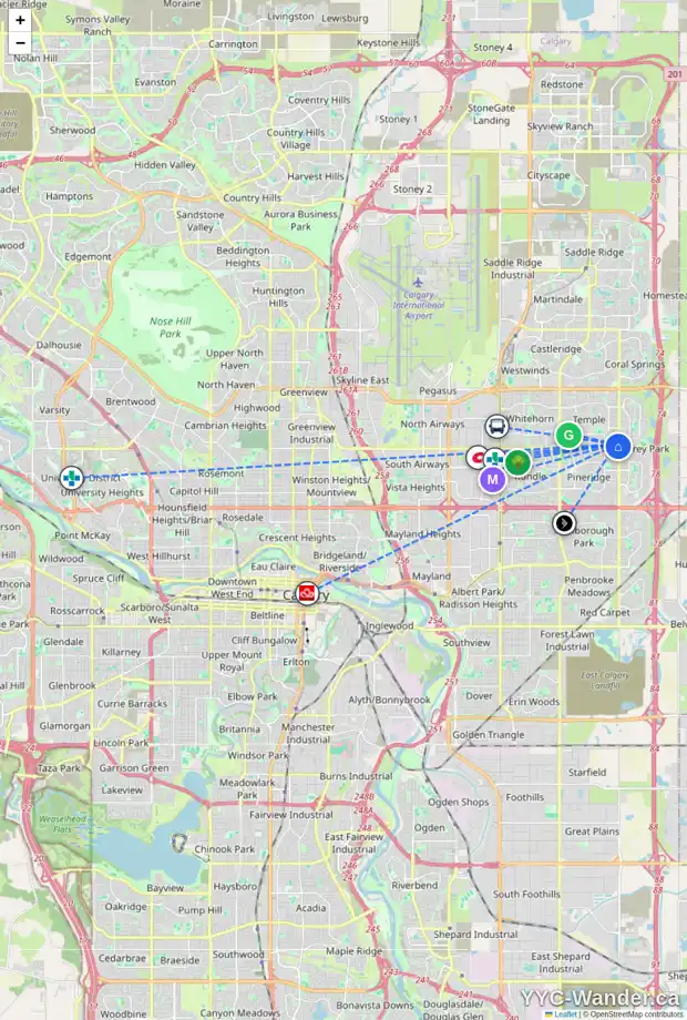 Daily accessibility map for 23 TEMPLETON PL NE, Calgary showing nearby schools, grocery stores, parks, LRT stations and nearby amenities
