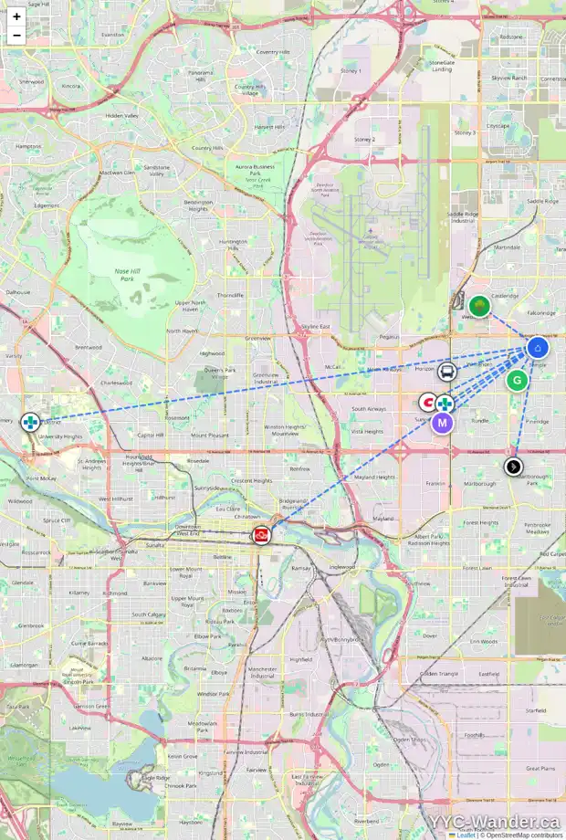 Daily accessibility map for 59 TEMPLEBOW WY NE, Calgary showing nearby schools, grocery stores, parks, LRT stations and nearby amenities