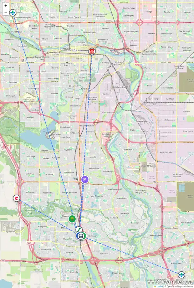 Daily accessibility map for 32 SHAWMEADOWS CL SW, Calgary showing nearby schools, grocery stores, parks, LRT stations and nearby amenities