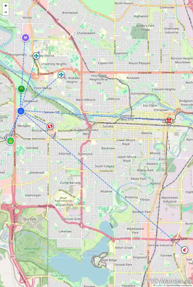 Daily accessibility map for 60 WINSLOW CR SW, Calgary showing nearby schools, grocery stores, parks, LRT stations and nearby amenities
