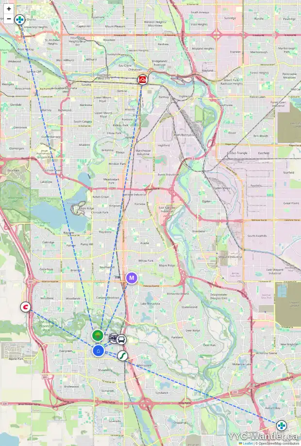 Daily accessibility map for 352 MILLRISE DR SW, Calgary showing nearby schools, grocery stores, parks, LRT stations and nearby amenities