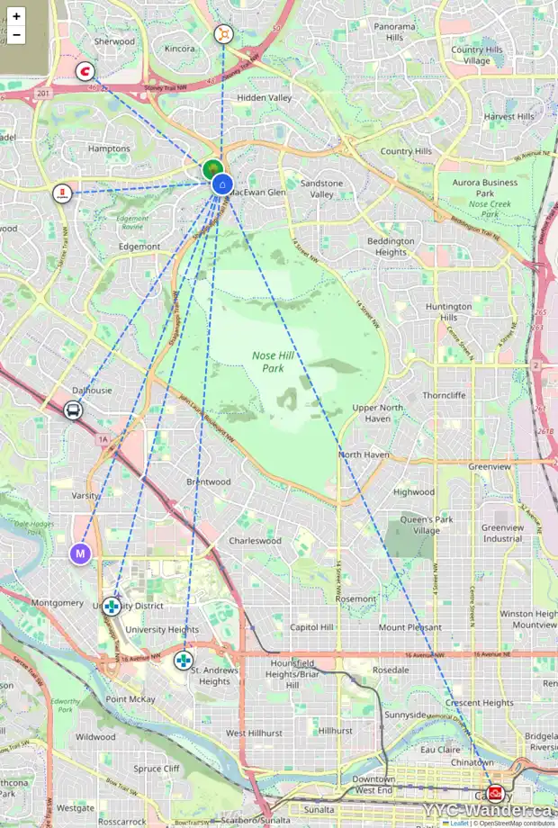 Daily accessibility map for 237 EDGEBROOK GV NW, Calgary showing nearby schools, grocery stores, parks, LRT stations and nearby amenities