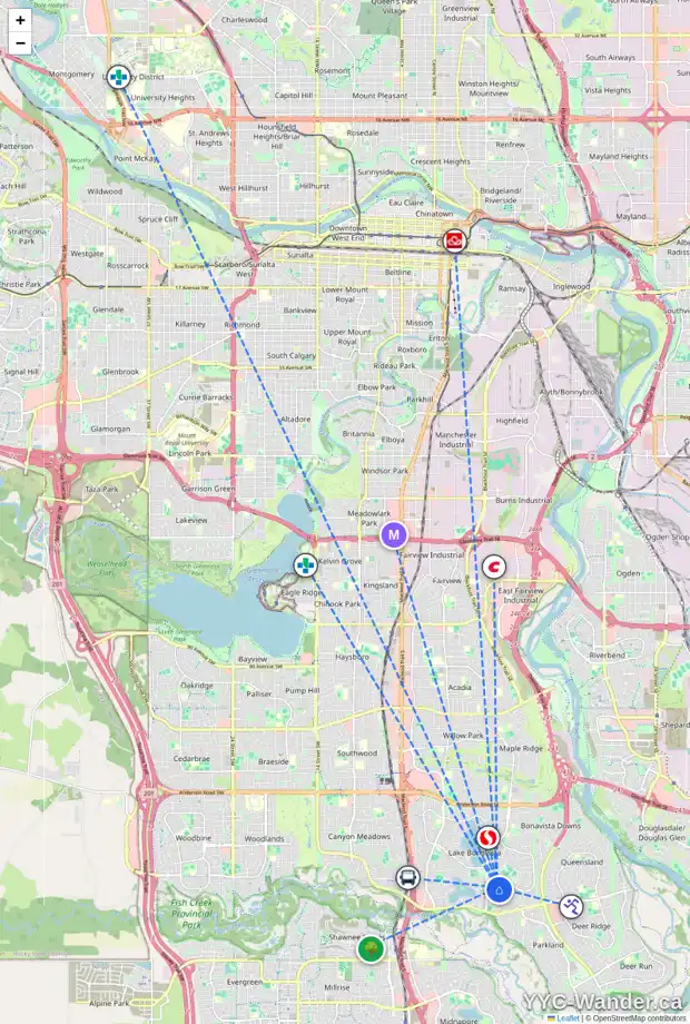 Daily accessibility map for 960 LAKE ARROW WY SE, Calgary showing nearby schools, grocery stores, parks, LRT stations and nearby amenities