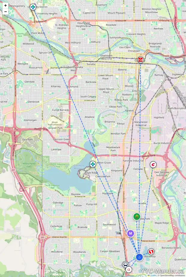 Daily accessibility map for 2207 LAKE BONAVISTA DR SE, Calgary showing nearby schools, grocery stores, parks, LRT stations and nearby amenities