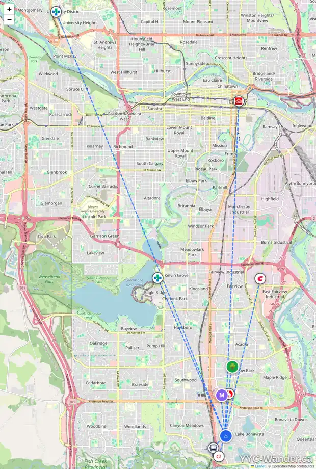 Daily accessibility map for 12651 BONAVENTURE DR SE, Calgary showing nearby schools, grocery stores, parks, LRT stations and nearby amenities