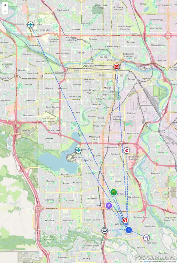 Daily accessibility map for 1744 LAKE BONAVISTA DR SE, Calgary showing nearby schools, grocery stores, parks, LRT stations and nearby amenities