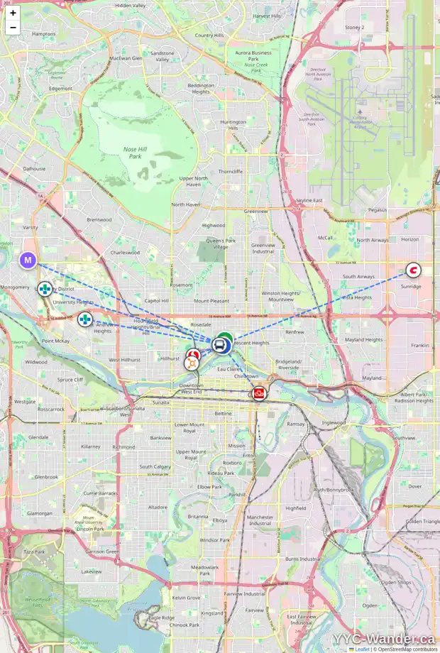 Daily accessibility map for 745 4A ST NW, Calgary showing nearby schools, grocery stores, parks, LRT stations and nearby amenities