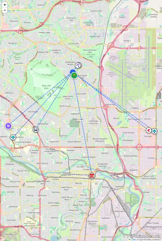 Daily accessibility map for 824 78 AV NW, Calgary showing nearby schools, grocery stores, parks, LRT stations and nearby amenities