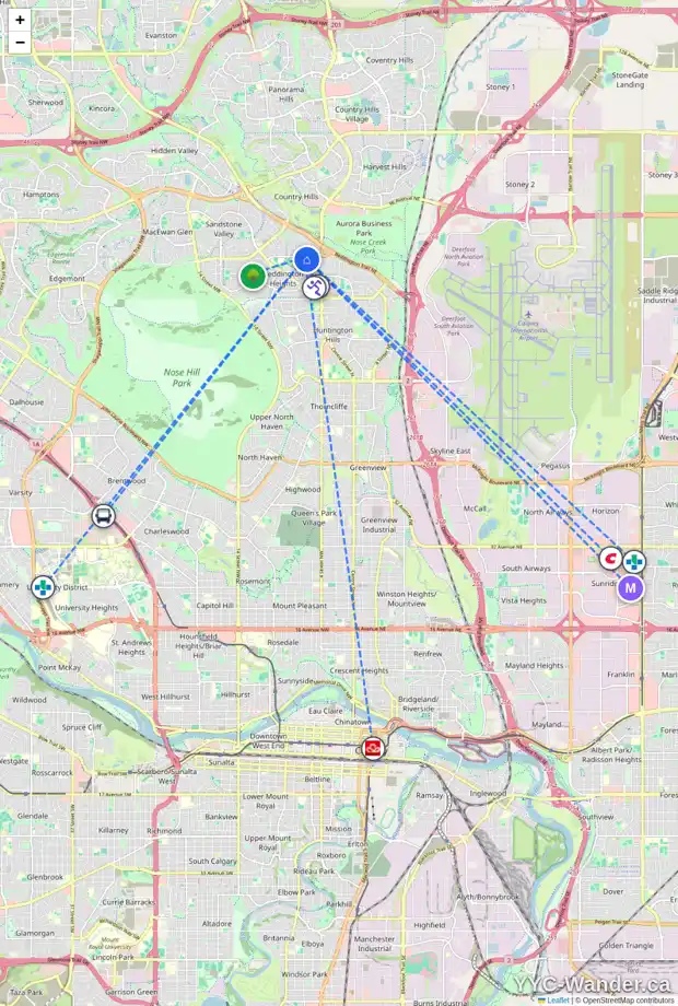 Daily accessibility map for 163 BERMUDA DR NW, Calgary showing nearby schools, grocery stores, parks, LRT stations and nearby amenities