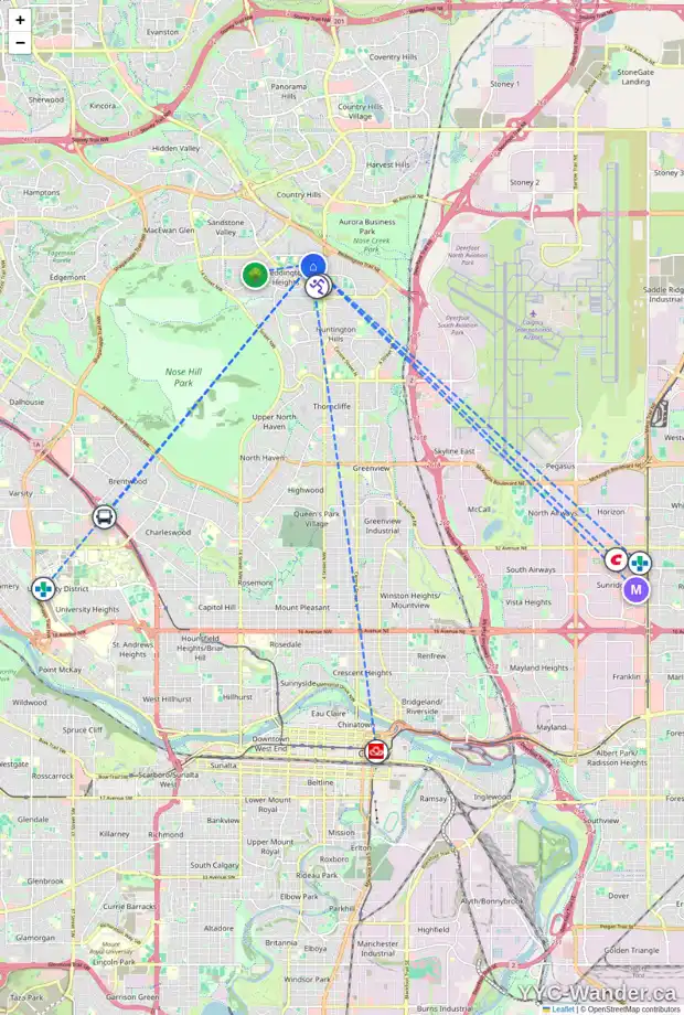 Daily accessibility map for 113 BERMUDA DR NW, Calgary showing nearby schools, grocery stores, parks, LRT stations and nearby amenities