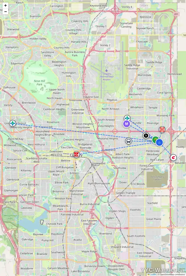 Daily accessibility map for 6791 MALVERN RD NE, Calgary showing nearby schools, grocery stores, parks, LRT stations and nearby amenities