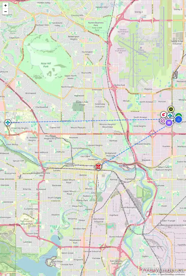 Daily accessibility map for 28 RUNDLELAWN PL NE, Calgary showing nearby schools, grocery stores, parks, LRT stations and nearby amenities