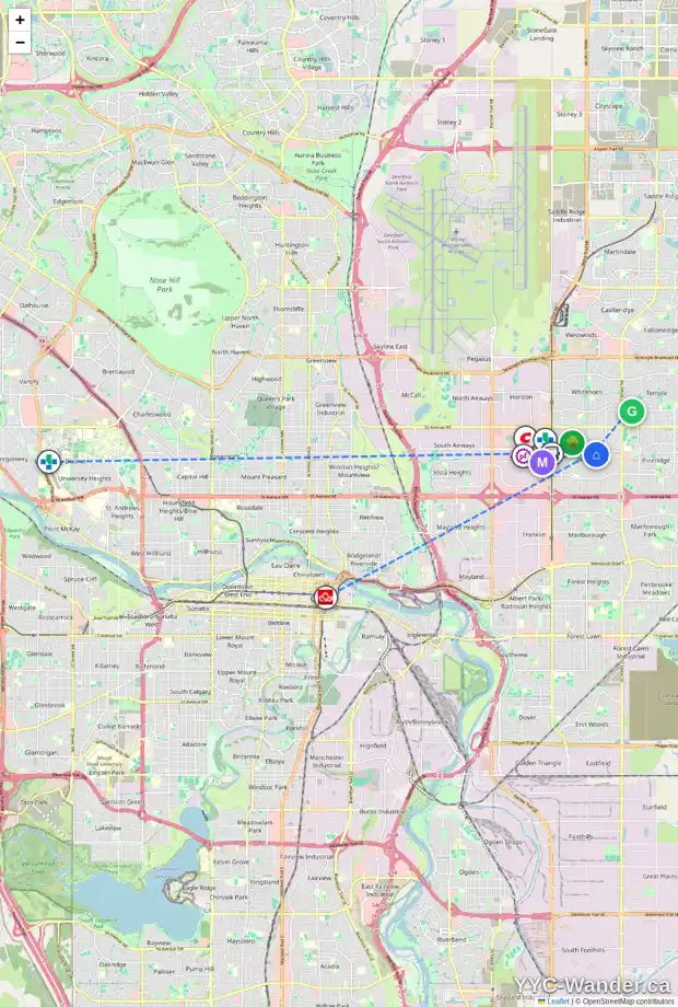 Daily accessibility map for 440 RUNDLEHILL WY NE, Calgary showing nearby schools, grocery stores, parks, LRT stations and nearby amenities