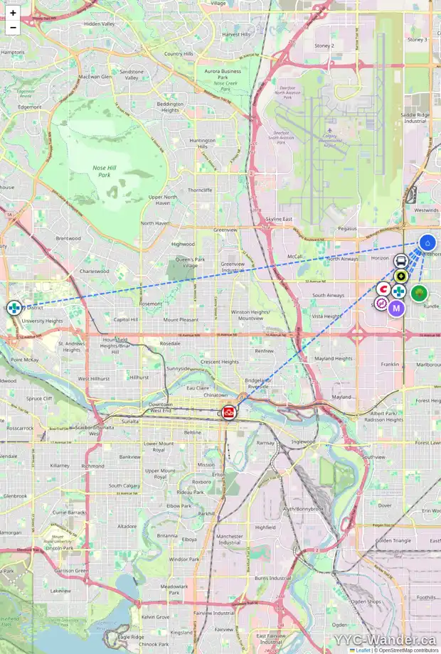 Daily accessibility map for 4173 44 AV NE, Calgary showing nearby schools, grocery stores, parks, LRT stations and nearby amenities