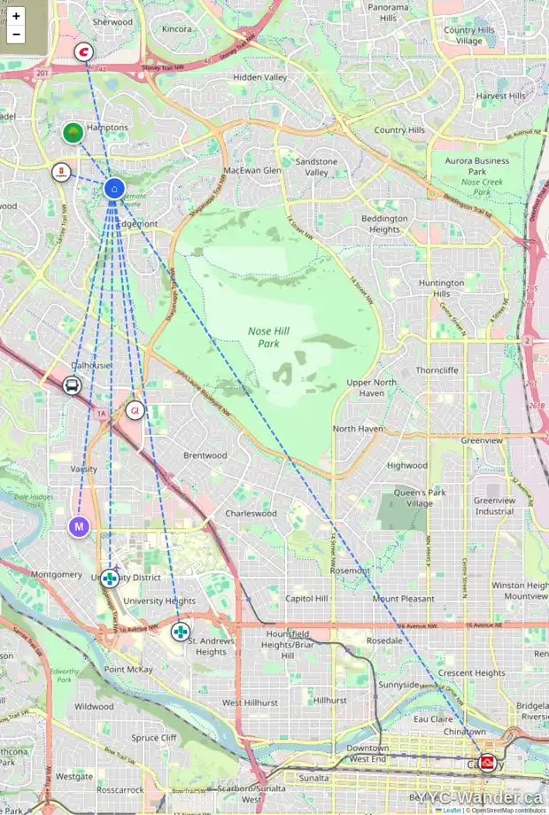 Daily accessibility map for 4207 EDGEVALLEY LD NW, Calgary showing nearby schools, grocery stores, parks, LRT stations and nearby amenities