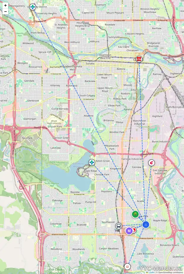 Daily accessibility map for 68 WILLOW PARK GR SE, Calgary showing nearby schools, grocery stores, parks, LRT stations and nearby amenities