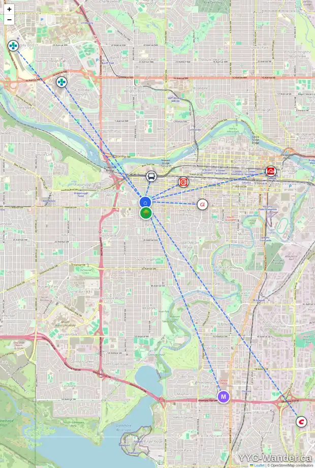 Daily accessibility map for 209 SCARBORO AV SW, Calgary showing nearby schools, grocery stores, parks, LRT stations and nearby amenities