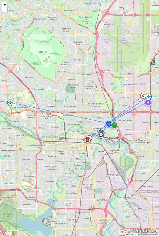 Daily accessibility map for 1232 DANLOE ST NE, Calgary showing nearby schools, grocery stores, parks, LRT stations and nearby amenities