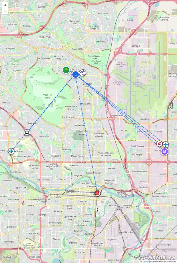 Daily accessibility map for 975 BERKLEY DR NW, Calgary showing nearby schools, grocery stores, parks, LRT stations and nearby amenities