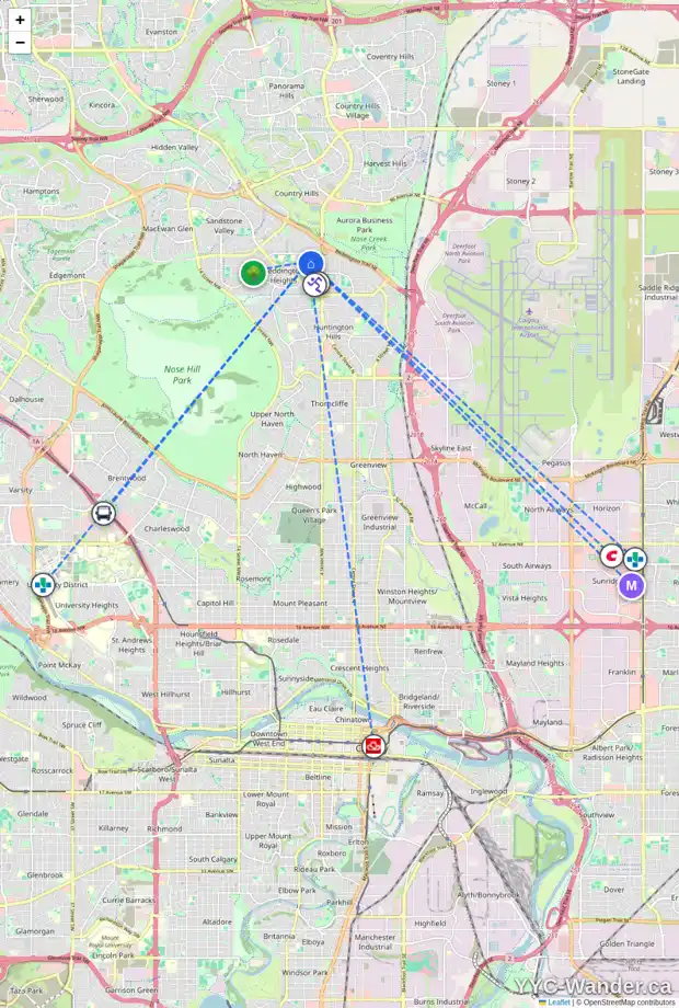 Daily accessibility map for 115 BERMUDA DR NW, Calgary showing nearby schools, grocery stores, parks, LRT stations and nearby amenities