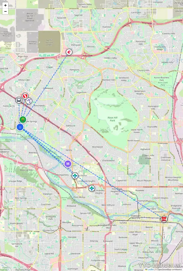 Daily accessibility map for 307 SILVER VALLEY DR NW, Calgary showing nearby schools, grocery stores, parks, LRT stations and nearby amenities
