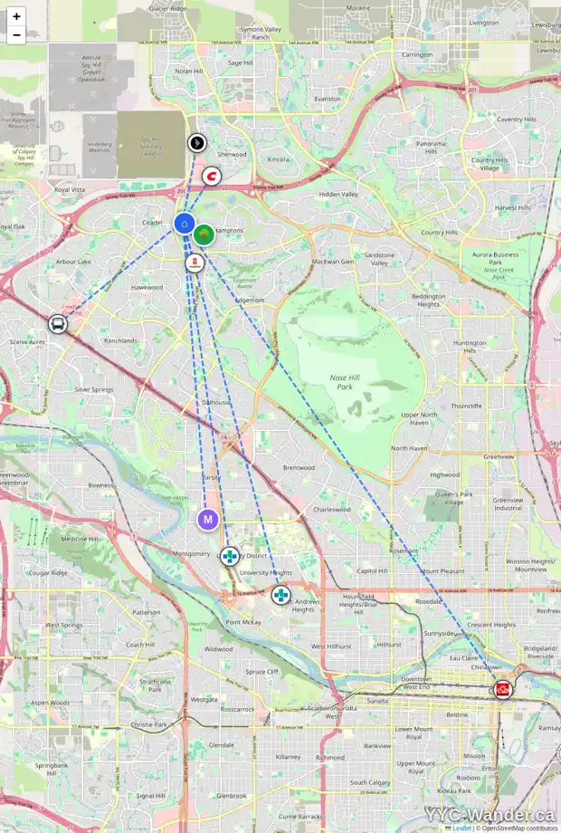 Daily accessibility map for 48 CITADEL GR NW, Calgary showing nearby schools, grocery stores, parks, LRT stations and nearby amenities