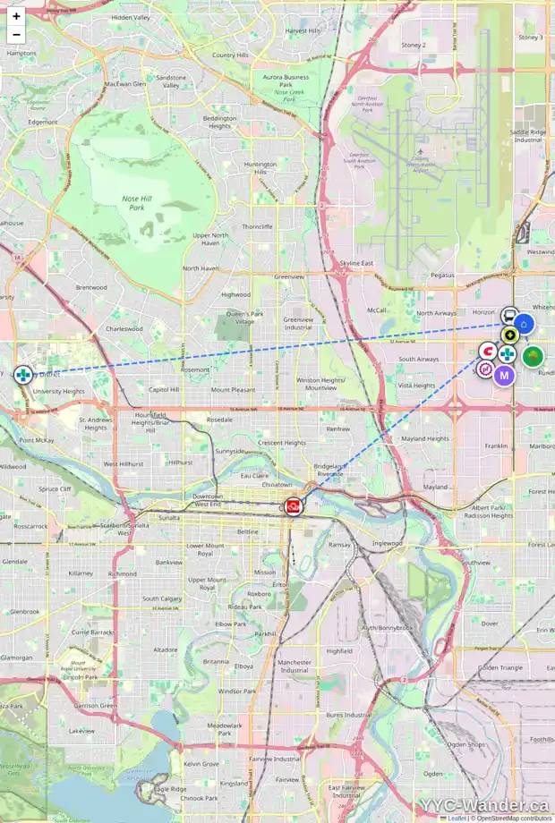 Daily accessibility map for 19 WHITAKER BA NE, Calgary showing nearby schools, grocery stores, parks, LRT stations and nearby amenities