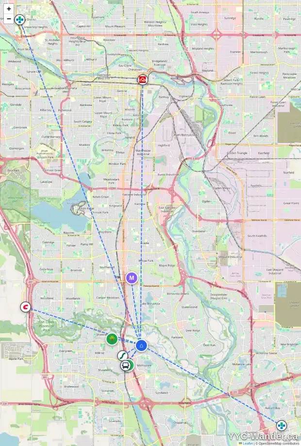 Daily accessibility map for 137 MIDRIDGE PL SE, Calgary showing nearby schools, grocery stores, parks, LRT stations and nearby amenities