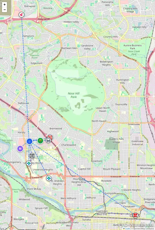 Daily accessibility map for 8 VARDANA PL NW, Calgary showing nearby schools, grocery stores, parks, LRT stations and nearby amenities