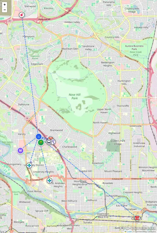 Daily accessibility map for 4207 VILLA CR NW, Calgary showing nearby schools, grocery stores, parks, LRT stations and nearby amenities