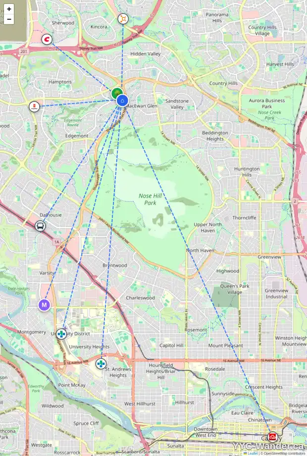 Daily accessibility map for 245 EDGEBROOK GV NW, Calgary showing nearby schools, grocery stores, parks, LRT stations and nearby amenities