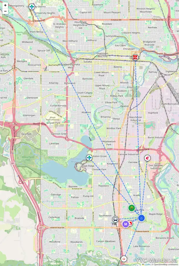 Daily accessibility map for 70 WILLOW PARK GR SE, Calgary showing nearby schools, grocery stores, parks, LRT stations and nearby amenities